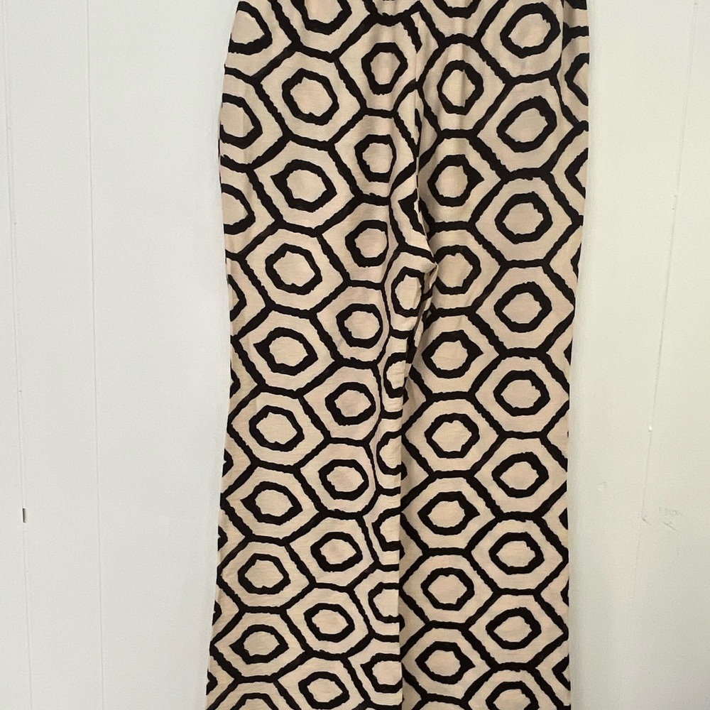 NWOT Sincerely Jules Black & Cream Geometric Wide Leg PantS Trousers Size Large - Picture 11 of 12